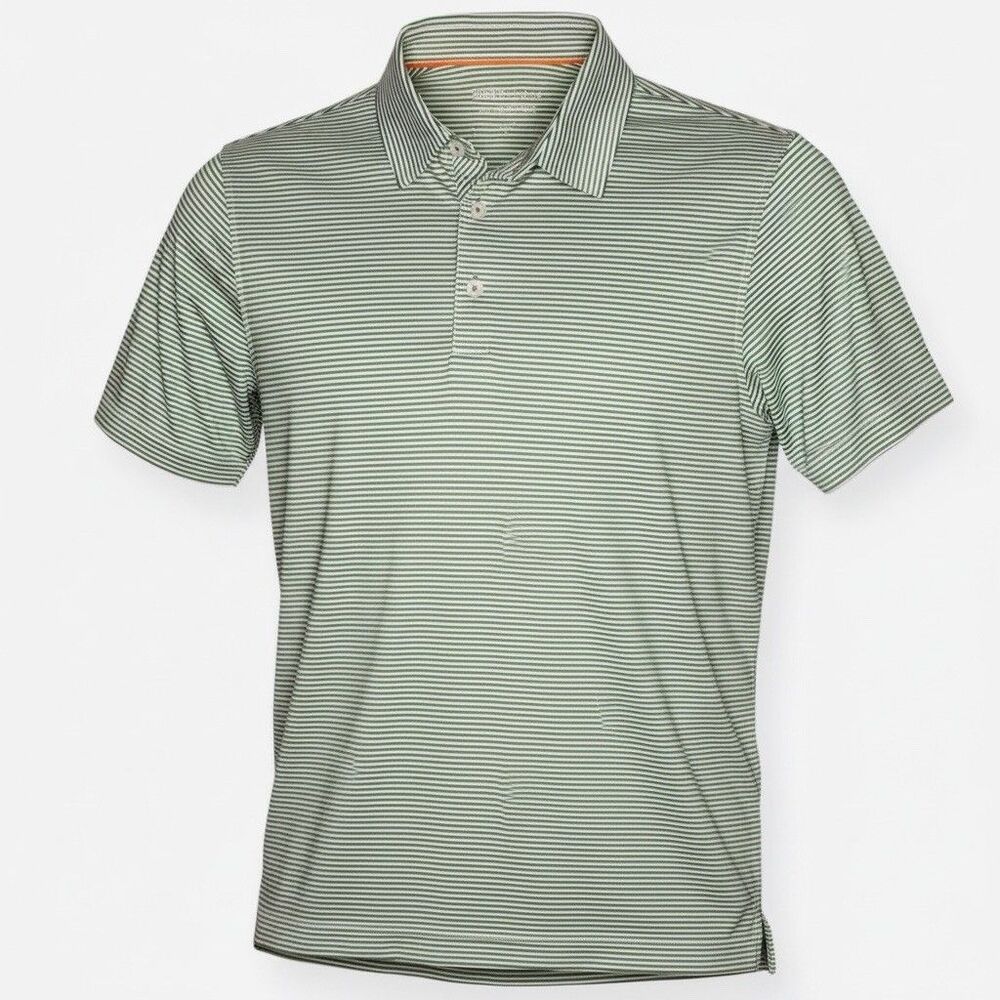Michel Rouen Green Performance Mens Golf Polo Shirt Sz S Casual stripe sport